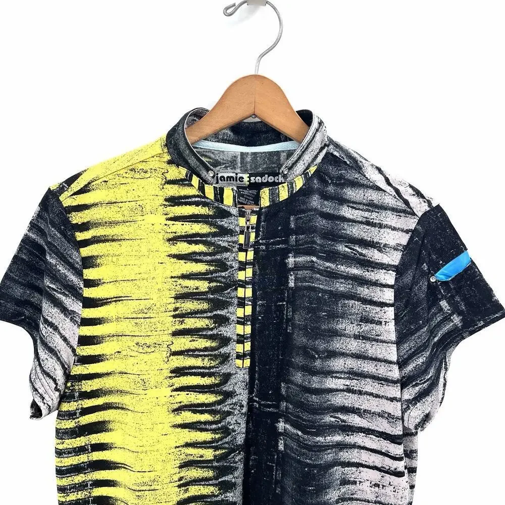 Vintage 80s 90s Jamie Sadock Colorful Black Yellow Golf Tennis Top Womens Large